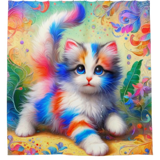 Kitten Art Shower Curtain (Front)