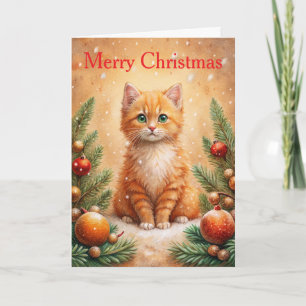Kitten at Christmas Holiday Card