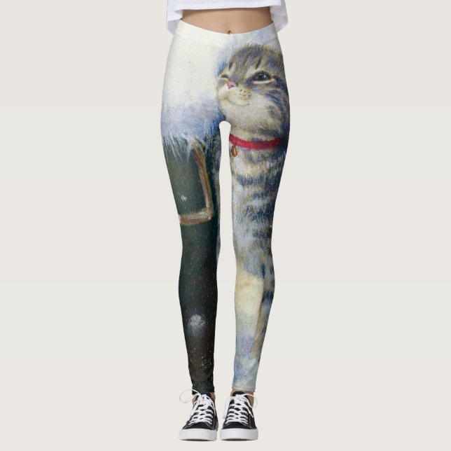 Kitten at Santa's Boot Leggings (Front)