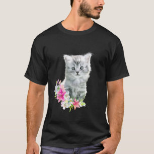 kitten baby cat flowers T-Shirt