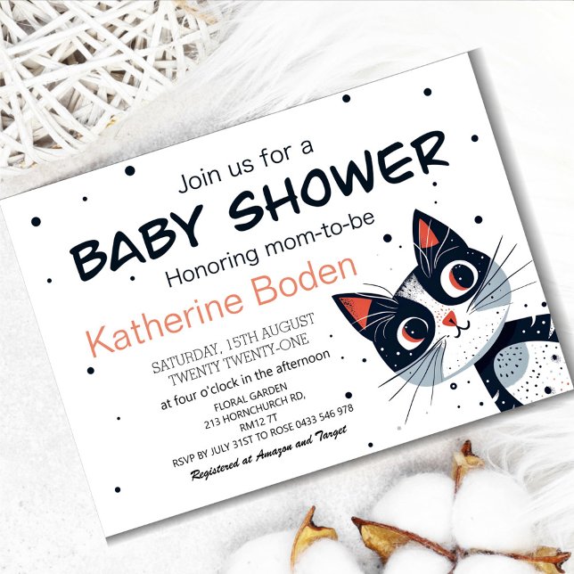 Kitten Baby Shower Invitation Cute Cat Baby Shower (Creator Uploaded)
