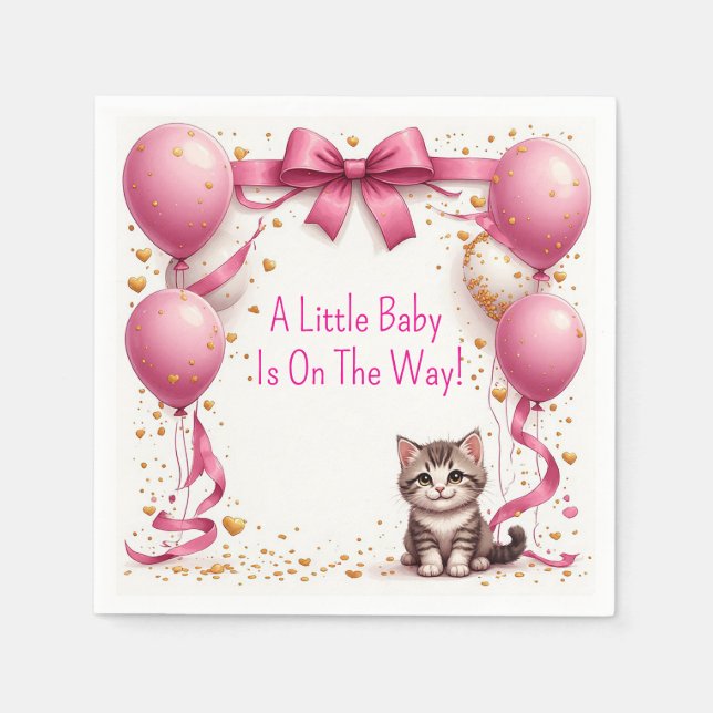Kitten Baby Shower Wishes 🍼 Napkin (Front)