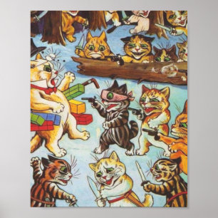 Kitten Bandits By Louis Wain Poster