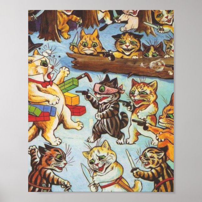 Kitten Bandits By Louis Wain Poster (Front)