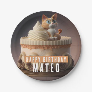 Kitten Birthday Cake - Paper Plate