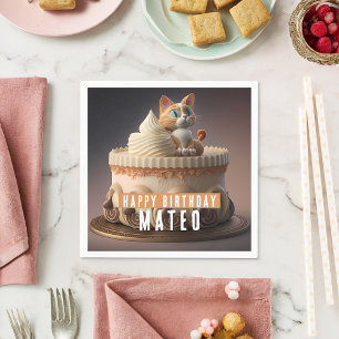 Kitten Birthday Cake - Party Napkin