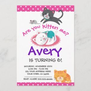 Kitten Birthday Invitation, Pet adoption party Invitation