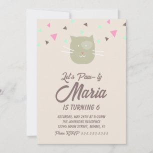 Kitten Birthday Paw-ty Party Animal Confetti Invitation