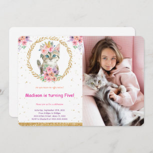 Kitten Birthday Photo Invitation