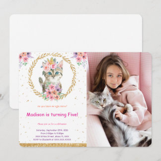 Kitten Birthday Photo Invitation