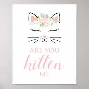 Kitten Birthday Sign Floral kitty face