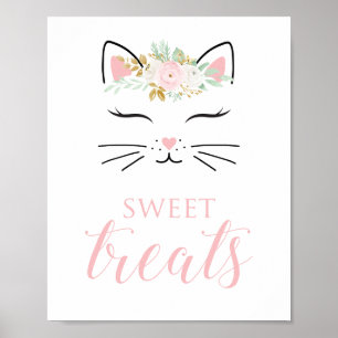 Kitten Birthday Sweet Treats Sign Floral kitty