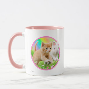 Kitten & Bunny with Rainbow Mug