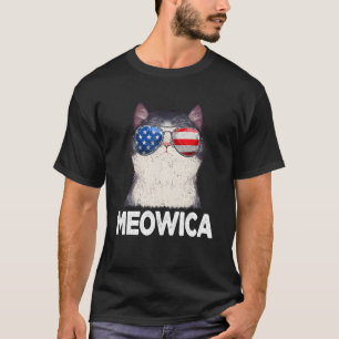 Kitten Cat American Flag 4th Of July Meowica T-Shirt