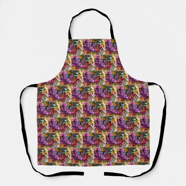 Kitten Cat Artsy Design Apron (Front)