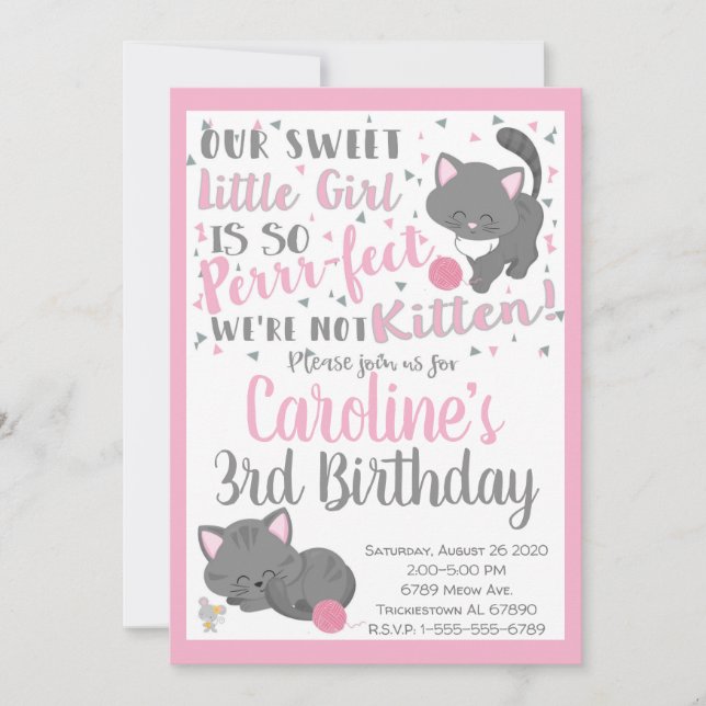 Kitten Cat Birthday Party Invitation (Front)