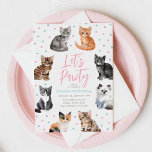 Kitten Cat Let's Pawty Birthday Invitation<br><div class="desc">Celebrate your little one's special day with this kitten themed birthday invitation.</div>