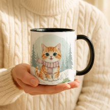 Kitten Cat Mug, Watercolor Cat Lover Gift