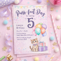Kitten Cat Pastel Little Girl's 5th Birthday