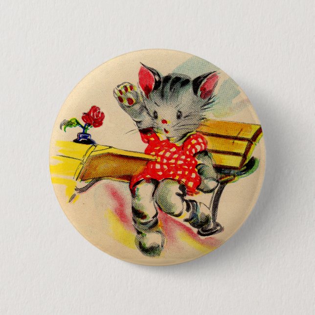 kitten cat student 6 cm round badge (Front)