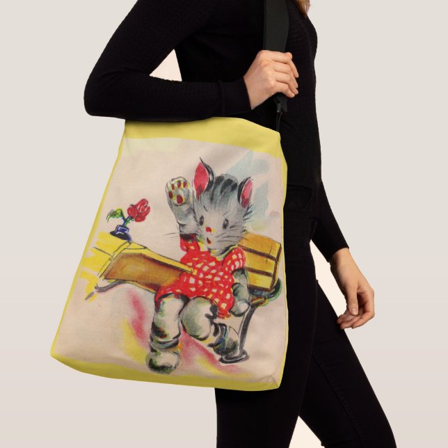 kitten cat student crossbody bag (Close Up)