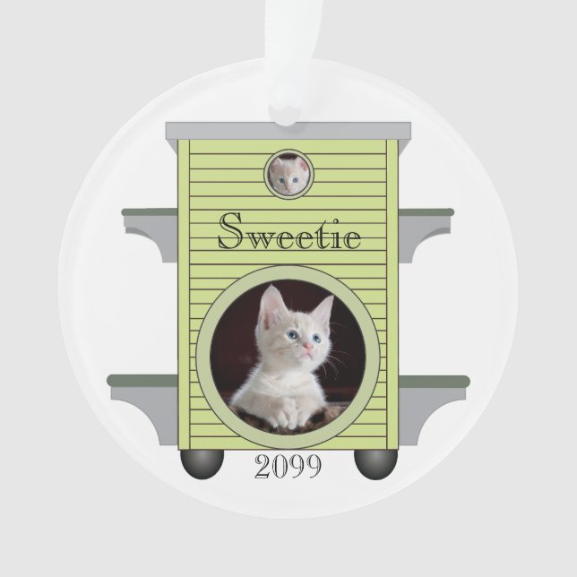 Kitten Cat Upload Photo Cat House Frame Ceramic Ornament (Front)