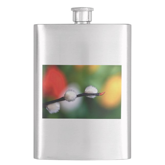 Kitten Cats Paw Flower Bloom Hip Flask (Front)