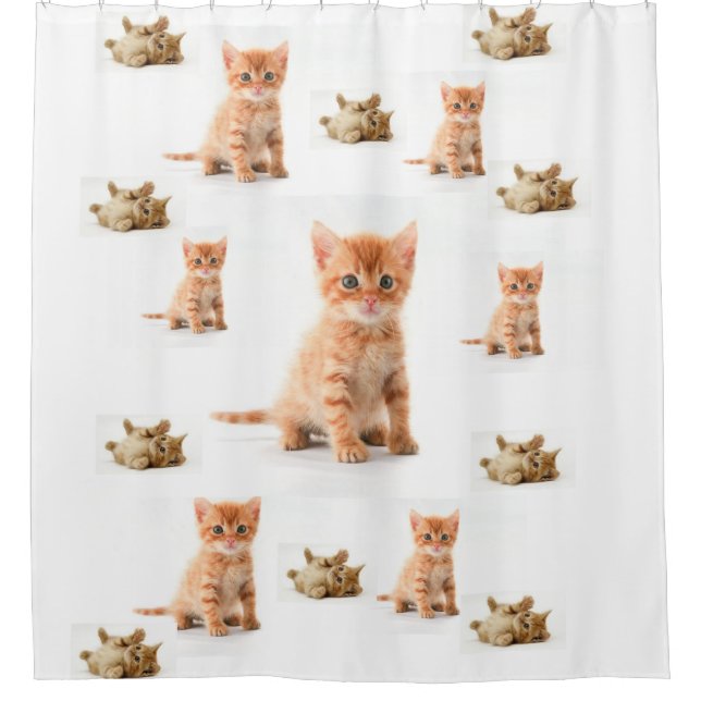kitten children's shower curtain white (Front)