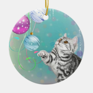 Kitten Christmas Ceramic Tree Decoration