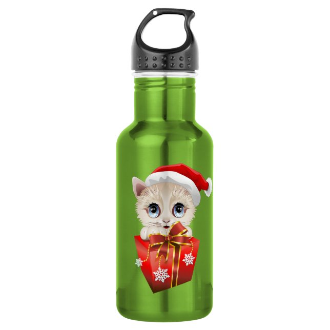 Kitten Christmas Santa with 532 Ml Water Bottle (Front)
