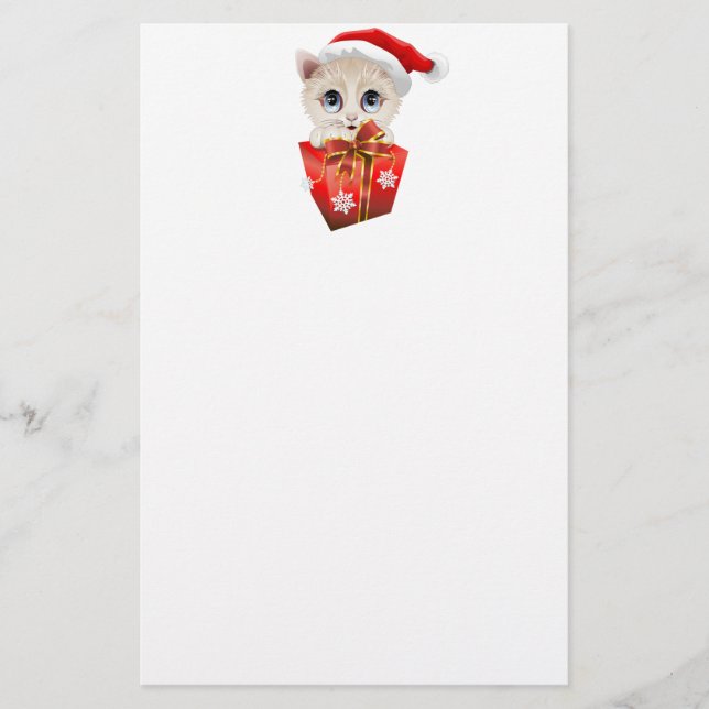 Kitten Christmas Santa with Gift (Front)