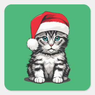 Kitten Christmas Square Sticker