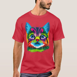 Kitten Colourful Art Gifts for Cat Lovers, Cat Dad T-Shirt