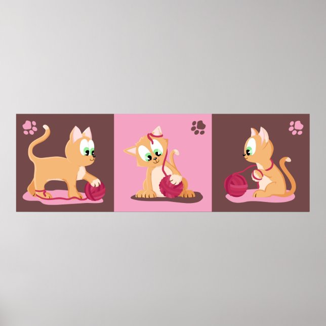 Kitten copper cats panorama picture poster (Front)
