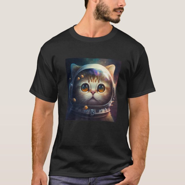 Kitten Cosmic Suit Outer Space Cat Astronaut T-Shirt (Front)