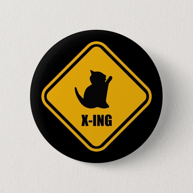 Kitten Crossing Cat Lover Street Sign 6 Cm Round Badge (Front)