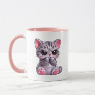 Kitten Cute Glossy Grumpy Cat Pink Theme Mug