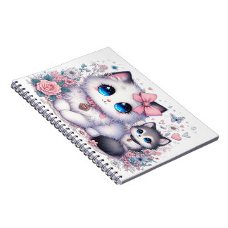 Kitten Cuteness Overload: Sparkling-Eyed Cat & dog Notebook