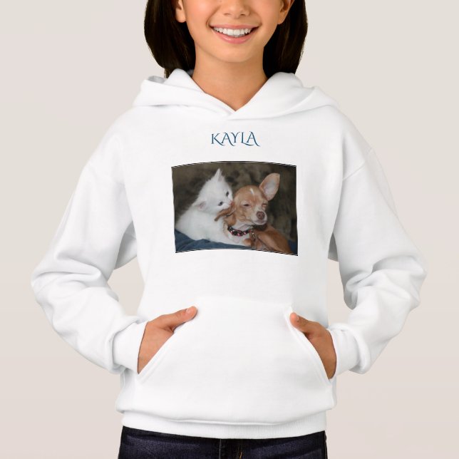 kitten/dog hoodie with personalised name. (Front)