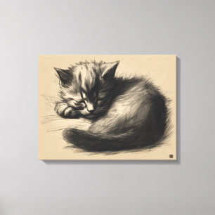 Kitten Drawing Wrapped Canvas Print