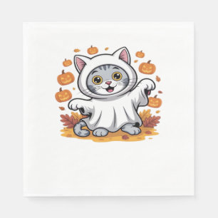 Kitten dressed as a ghost for Halloween Classic T- Napkin