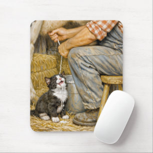 Kitten Drinking Cow Milk Mouse Pad