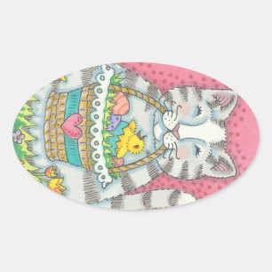 KITTEN &  EASTER EGG BASKET, CAT STICKERS Sheet