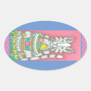 KITTEN &  EASTER EGG BASKET, CAT STICKERS Sheet