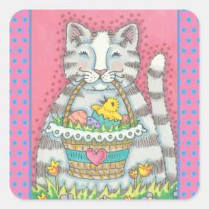 KITTEN &  EASTER EGG BASKET, CAT STICKERS Sheet
