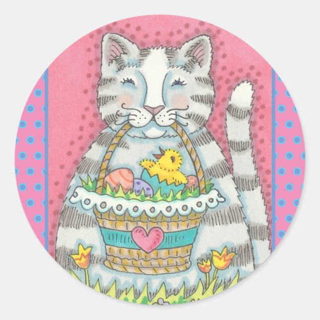 KITTEN &  EASTER EGG BASKET, CAT STICKERS Sheet (Front)
