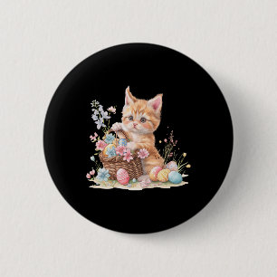 Kitten Easter Kitten Eggs Artwork 6 Cm Round Badge
