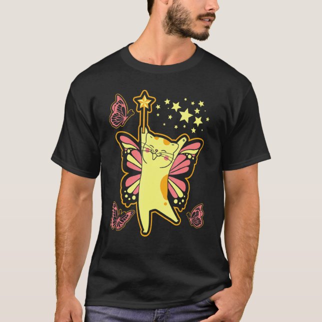 Kitten Fairy Butterfly Cat T-Shirt (Front)