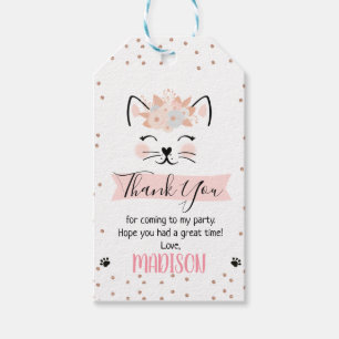 Kitten Faux Rose Gold Favor Thank you Tag