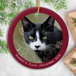 Kitten First Christmas Personalised Pet Cat Photo Ceramic Tree Decoration